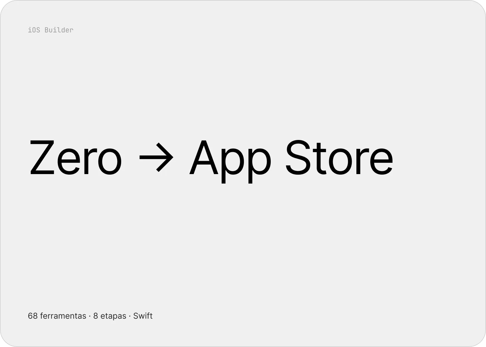 Capa do iOS Builder: 68 ferramentas, 8 etapas e Swift.