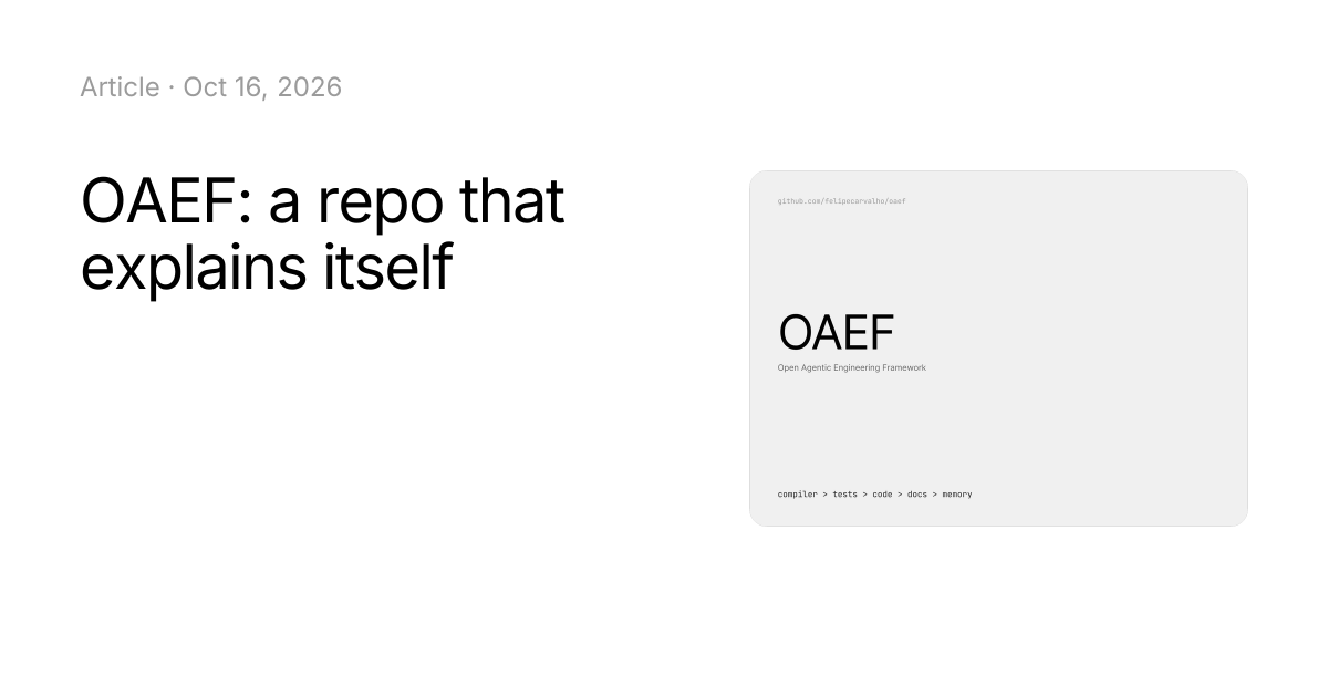 Article · Oct 16, 2026. OAEF: a repo that explains itself